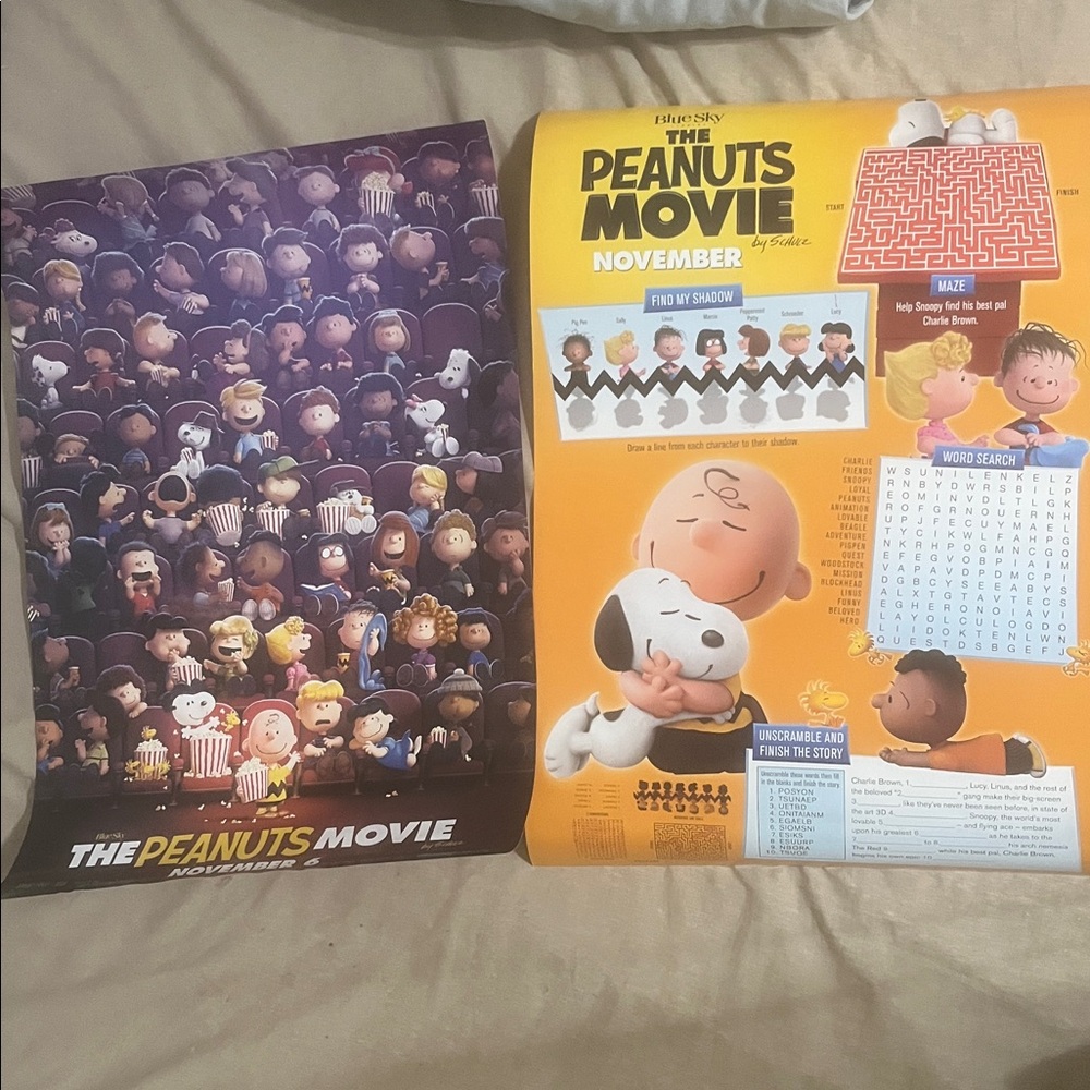 Charlie Brown BOTH Peanuts Movie Posters 2015 2-Sides Origin Disney 13.25x20&8x9